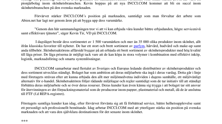 Skönhetsaktören INCCI.COM får ny VD med bakgrund från CDON.COM