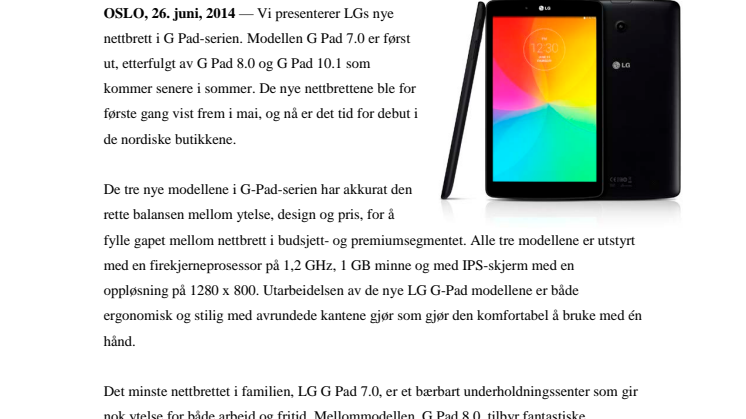 NYE NETTBRETT I LGs G PAD-SERIE – LÅNER SMARTE FUNKSJONER FRA LG G3