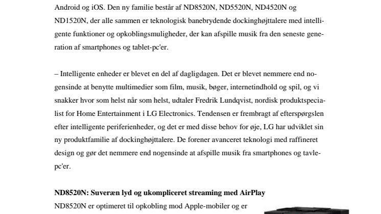 MUSIK MED STIL TIL SOMMER, NÅR LG SENDER NY DOCKINGHØJTTALERE PÅ MARKEDET