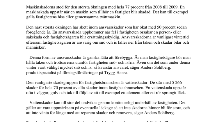 Kraftig ökning av skador för fastighetsbranschen