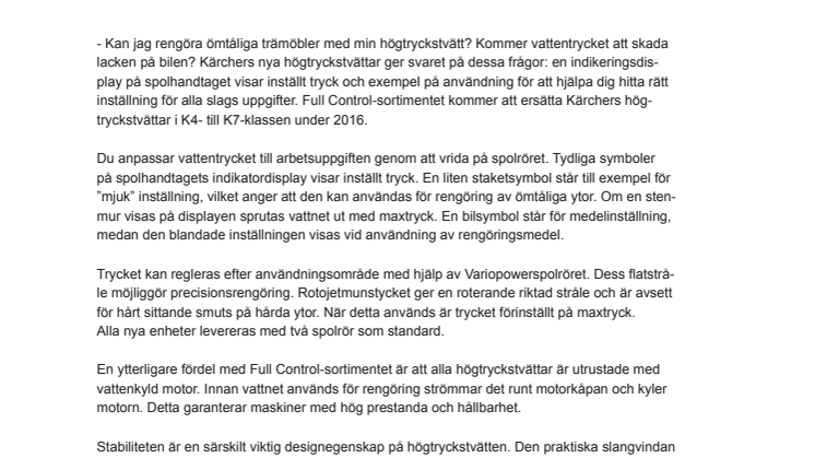 Full Control - rätt inställning mot all typ av smuts
