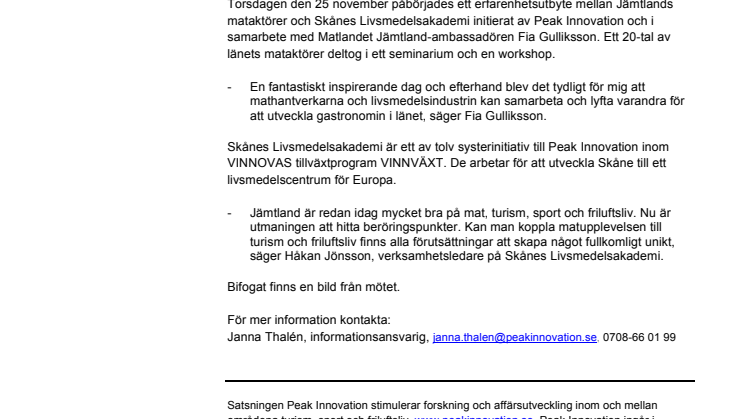 Matutbyte mellan Skåne och Jämtland