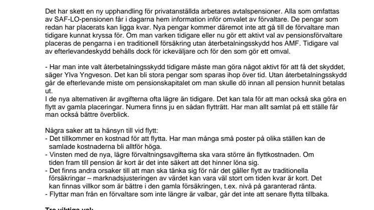 Avtalspension SAF-LO: Viktigt val i höst