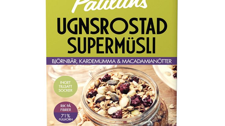 Paulúns Ugnsrostad Supermüsli - Björnbär, Kardemumma & Macadamianötter