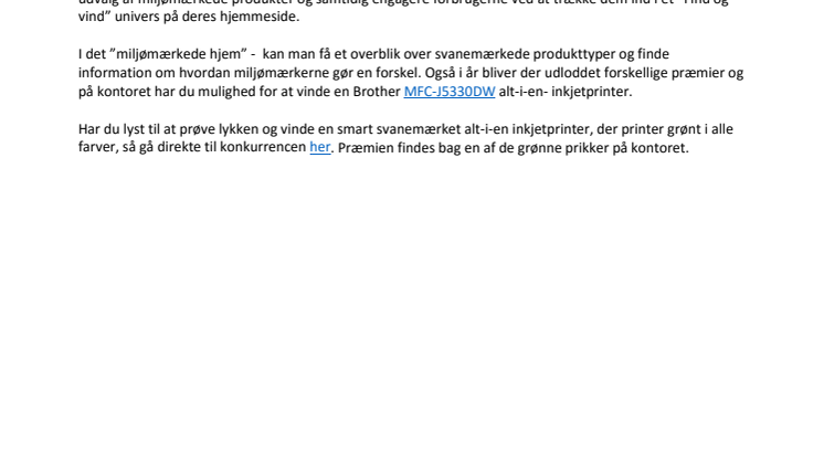 Brother støtter Svanemærket