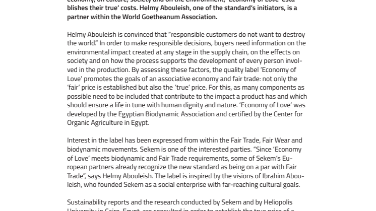 Multidimensional sustainability standard ‘Economy of Love’: Economy in tune with humanity and nature 