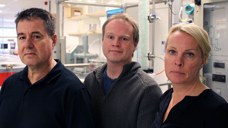 Teamet bakom koldioxidforskningen på Luleå tekniska universitet är Paul Christakopoulos, professor, Magnus Sjöblom, forskare och projektledare och professor Ulrika Rova, alla inom biokemisk processteknik.