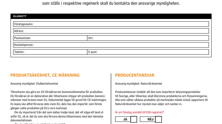 Lathund för beställare av belysningsprodukter 