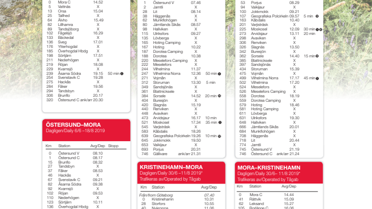 Tidtabell sommaren 2019