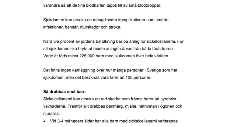Fakta om sickelcellanemi 