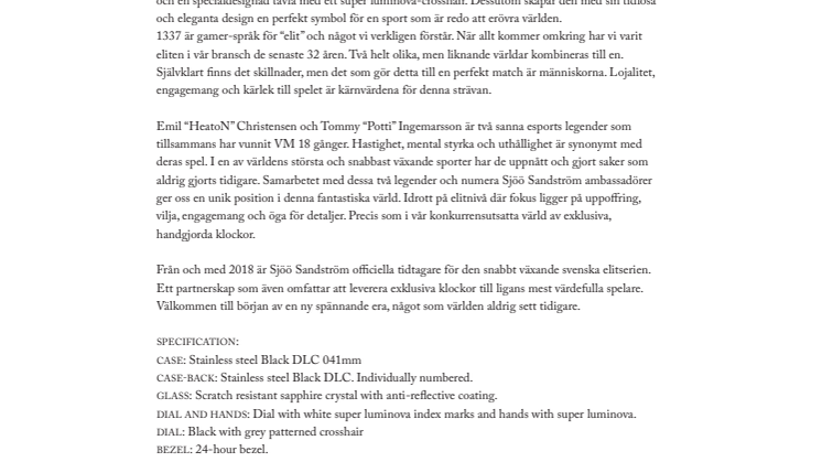 Sjöö Sandström lanserar Esports klocka - Royal Steel Worldtimer LEET