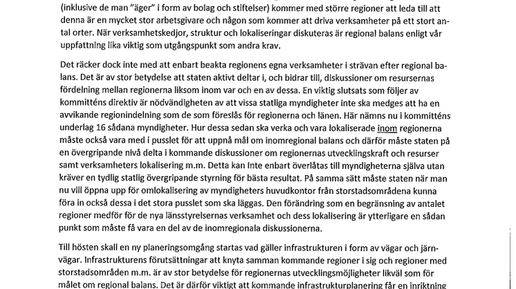 Fortsatt diskussion om regionbildningsfrågan