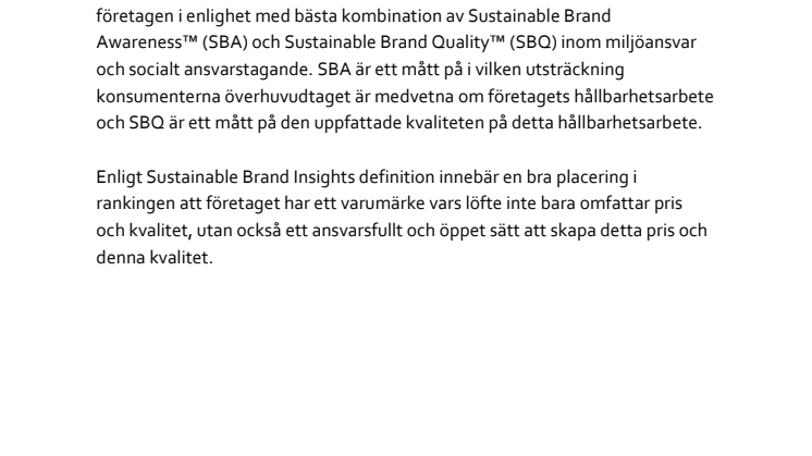 Förklaring till rankingen i Sustainable Brand Index™ 2014