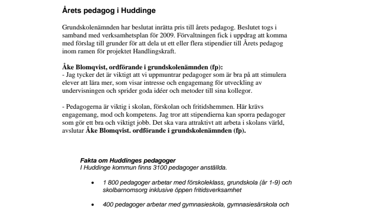 Årets pedagog i Huddinge