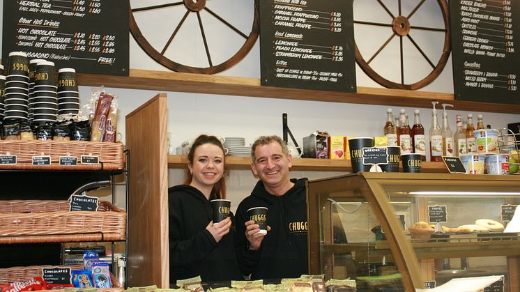 Passengers are delighted with the refit of  Potters Bar station coffee shop - almost as much as owner David Sampson (pictured right, with barrista Stephanie Parry)!
