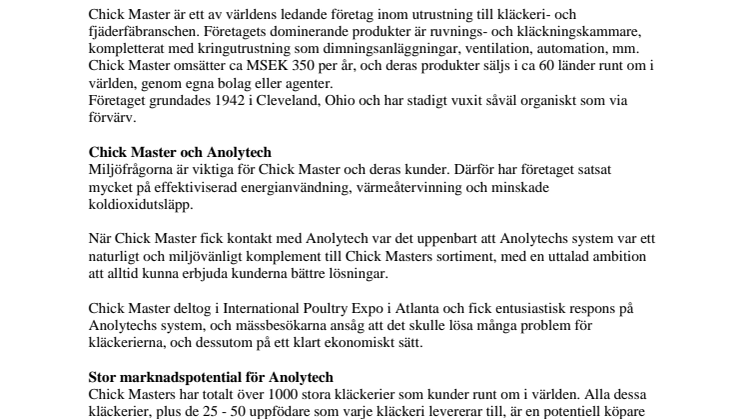 Chick Master är ett av världens ledande företag inom utrustning till kläckeri- och fjäderfäbranschen