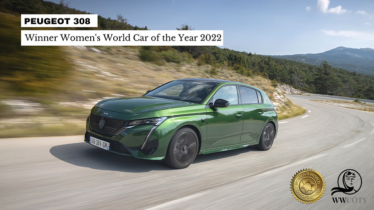 Den nye PEUGEOT 308 har vundet "Women´s World Car of the Year 2022”