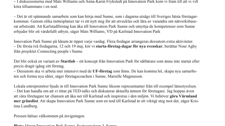 Sunne först ut med nod till Karlstad Innovation Park