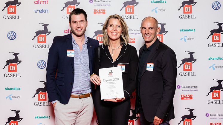 Di Gasell Award 2019 - Carl Lesvoix, Helena Sawelin and Daniel Nerhagen partners of  TDoS.