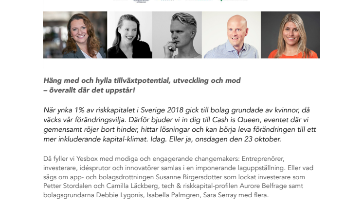 Välkommen till "Cash is Queen" på Yesbox 23 oktober!
