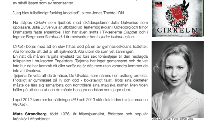 Augustnominerade "Cirkeln" släpps som ljudbok med Julia Dufvenius som uppläsare