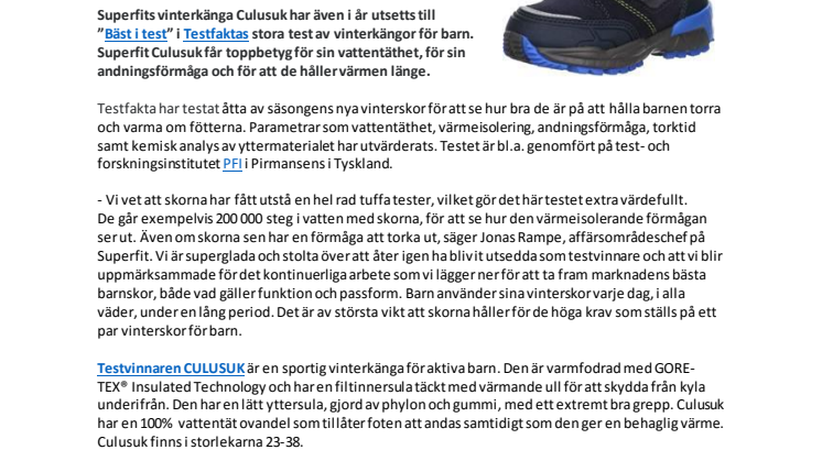 Superfit testvinnare i Testfaktas stora test av vinterkängor för barn 