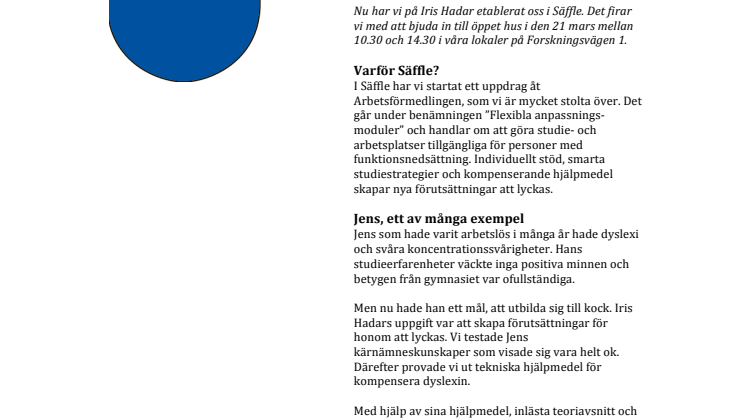 Iris Hadar öppnar kontor i Säffle