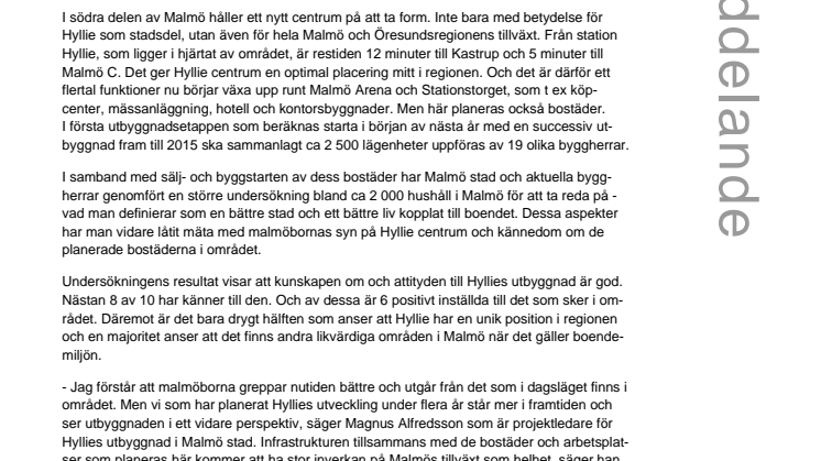 Malmö kvitterar god bostadsplanering i Hyllie