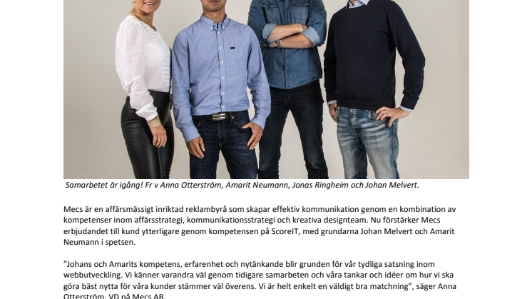 ScoreIT blir en del av Mecs strategi- och reklambyrå