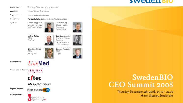 Welcome to SwedenBIO CEO Summit Dec 4th!