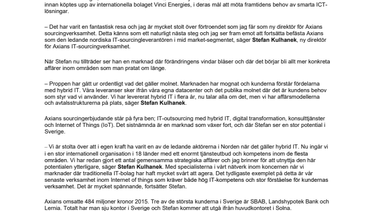 SOURCINGPROFIL TAR ÖVER RODRET PÅ AXIANS