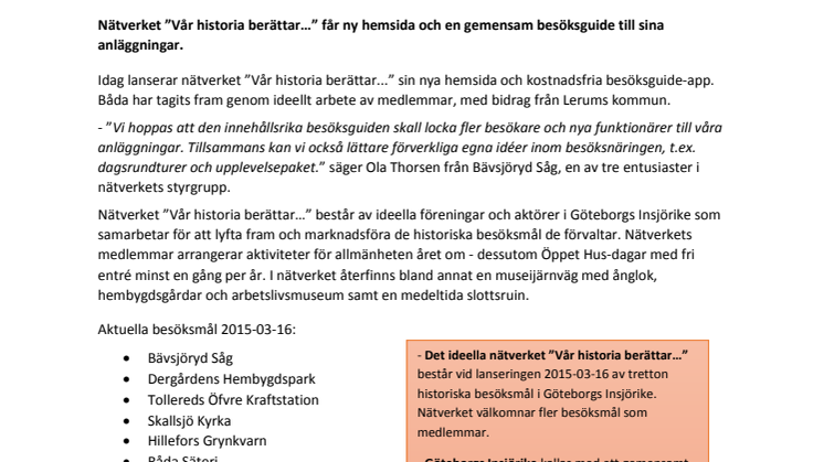 Historiska besöksmål lanserar ny hemsida och mobilapp 