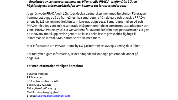 PRADA och LG presenterar exklusivt partnerskap