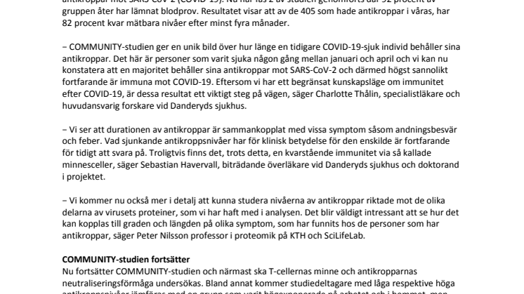 Fyra av fem behåller antikroppar mot SARS-CoV-2