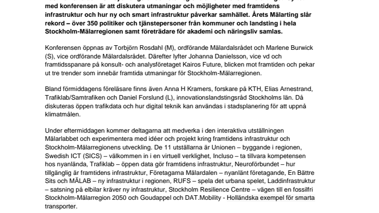 Pressinbjudan: Konferens om framtidens infrastruktur, Västerås 26 maj