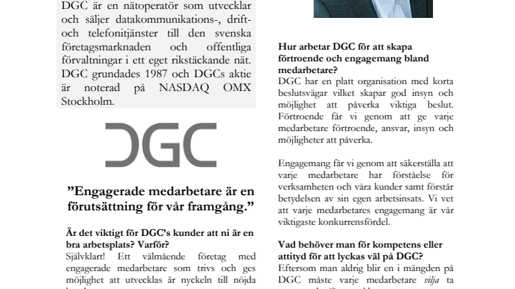 VD har ordet!  Jörgen Qwist - DGC - Sveriges Bästa Arbetsplatser 2010