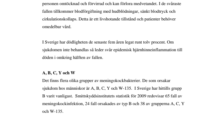 Fakta om epidemisk hjärnhinneinflammation (meningit) 
