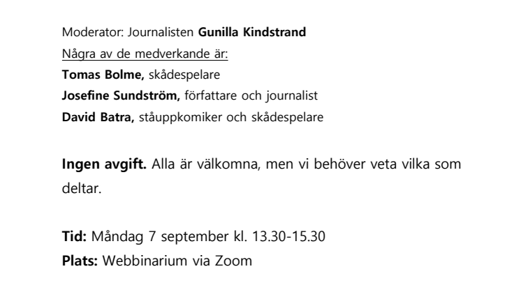 LÄSLOV PROGRAM INSPIRATIONSDAG 7 SEPT 2020