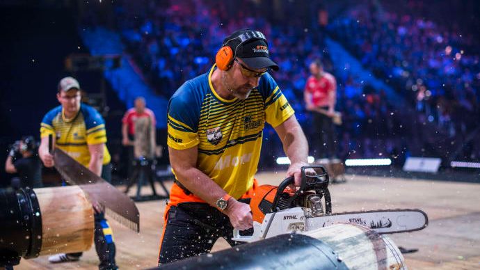 Svenska landslaget i Timbersports i Lillehammer 2017. Foto: STIHL Timbersports.