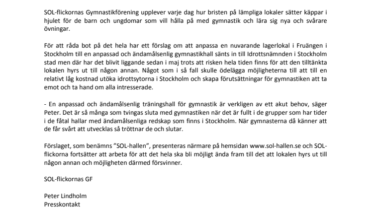 Över 500 personer ger sitt stöd för ”SOL-hallen” på Facebook