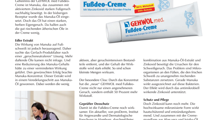 Die neue Sommer-Frische: GEHWOL med Fußdeo-Creme mit verbesserter Rezeptur für 24-Stunden-Deoschutz