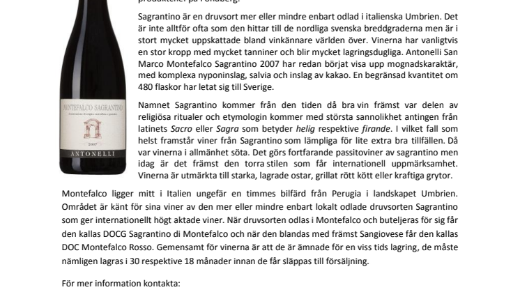 Exklusiv nyhet från Montefalco