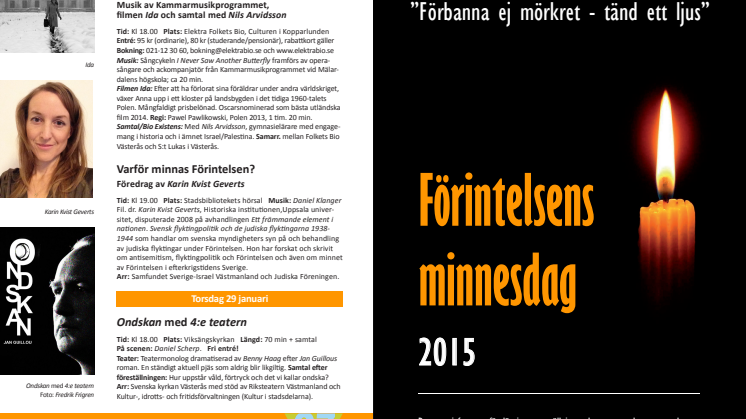Programfolder Förintelsens minnesdag 2015