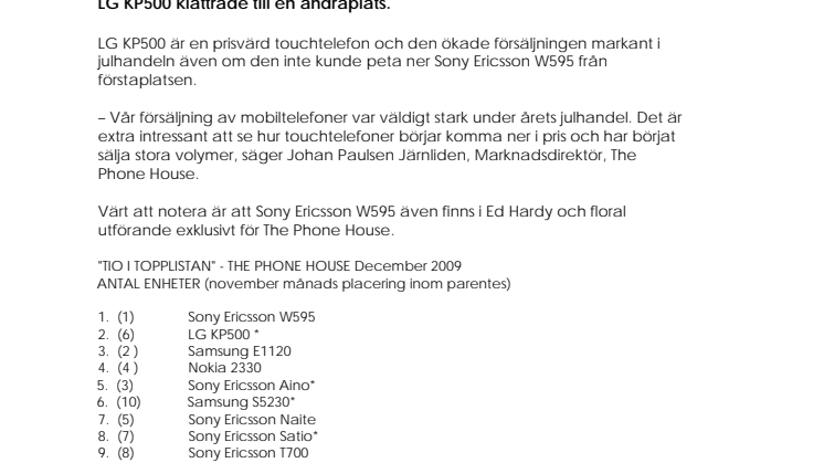 Topplistan: kontantkortstelefoner i topp under julhandeln