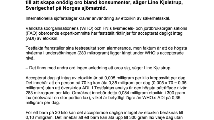 Missvisande information om etoxikin i odlad lax 