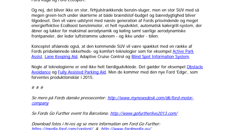 FORD EDGE - NY AVANCERET FORD SUV PÅ VEJ TIL EUROPA