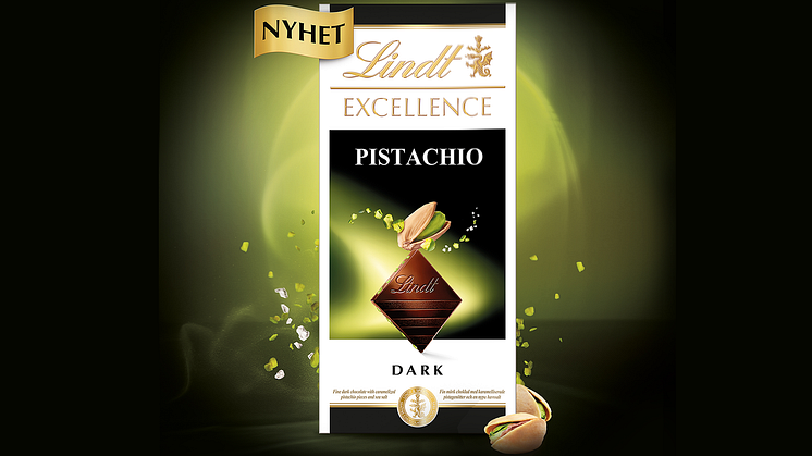 NYHET! ﻿Lindt EXCELLENCE Pistachio. Njut av den finaste mörka chokladen med karamelliserade pistagenötter och havssalt