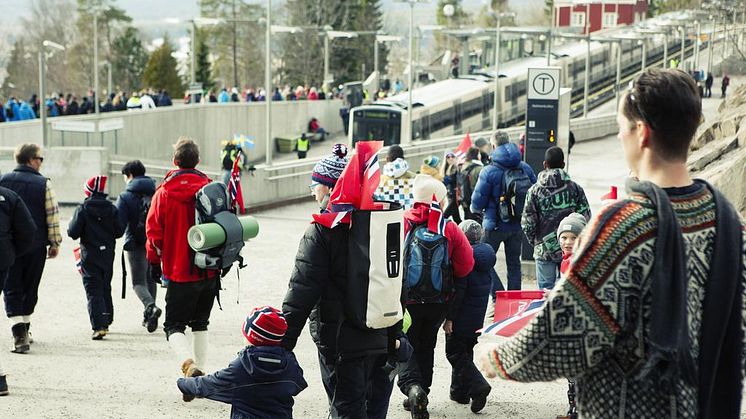 Endringer på T-banen i helgen i anledning Holmenkollen skifest. Foto: Ruter/Charlotte Sverdrup