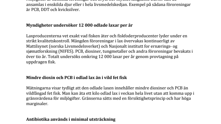 Fakta om lax och miljögifter
