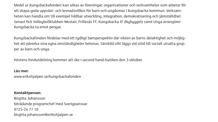 Sök medel ur Kungsbackafonden